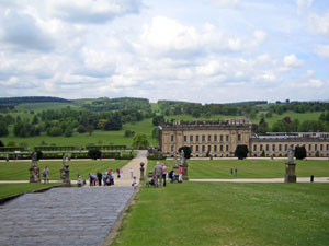 Chatsworth House in Derbyshire, UK is an historic home with an equally historic English garden.