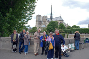Some of our tour party outside Notre Dame Cathedral, Paris.