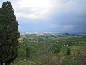 Tuscan countryside from village of San Gimignano